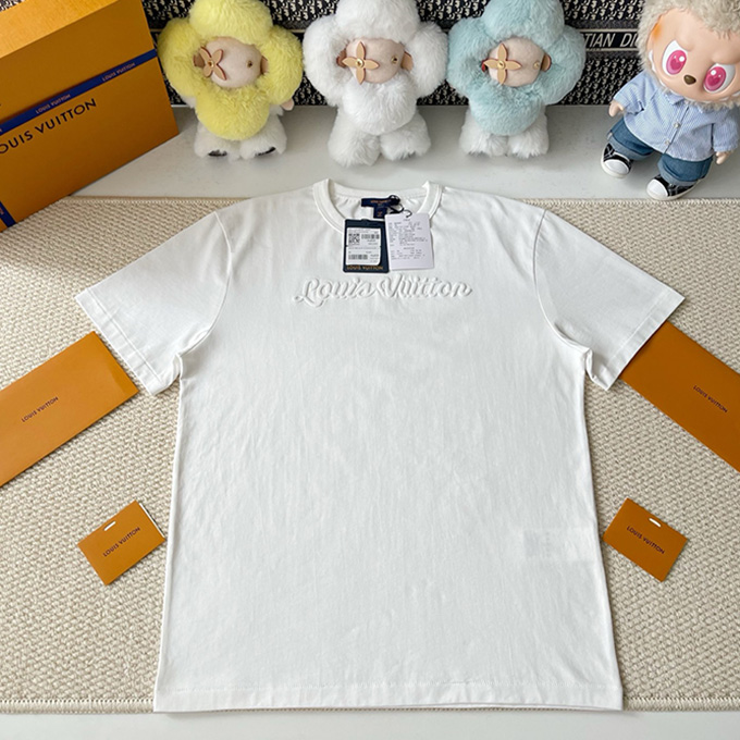 lv louis vuitton embroidered logo t-shirt